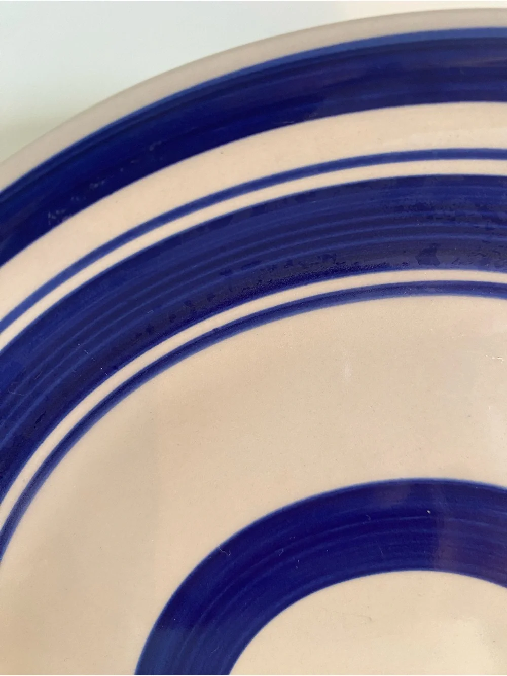 Royal Norfolk Stoneware Cobalt Blue & Ivory Striped Dinner Plate 10.5” Diameter